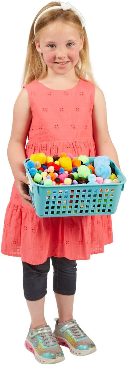 Really Good Stuff Medium Plastic Book Baskets, 11" by 7.5" by 4.5" - 12 Pack, Rainbow, Versatile Storage Solution for Classroom, Home and Office l Toy Storage, Multi-Purpose Organizer Basket