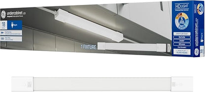 GE LED HD+ Undercabinet Light Fixture, Linkable Integrated Slim Profile Fixture for Kitchens, High Definition Light in 5 Color Temperatures, Plug-in, 18in (1 Pack)
