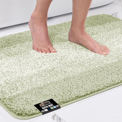 GORILLA GRIP Ultra Soft Plush Bathroom Rugs with Textured Rubber Backing, 34 x 24 Absorbent Quick Dry Bath Mat, Machine Washable Shower Mats, Home Décor Accessories Bathmat Rug Essentials, Sage