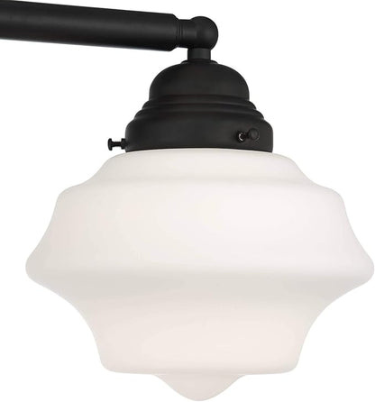 Possini Euro Design Astrid Modern Wall Light Black Metal Hardwired 27 1/4" 3-Light Fixture Opal White Glass Shade for Bedroom Bedside Bathroom Vanity Living Room Hallway Dining House Home Kitchen