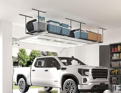 FLEXIMOUNTS 2 Pack 3x6 Overhead Garage Storage Adjustable Ceiling Rack 72" Length x 36" Width x 40" Height, 900lbs Total Weight Capacity, Black, Classic Series