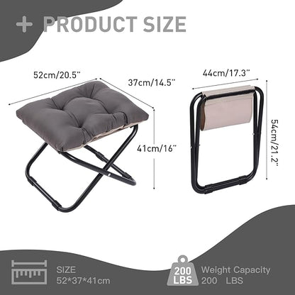 LITA Folding Upholstered Footrest with Straight & Square Shape,Small Ottoman， Dark Grey
