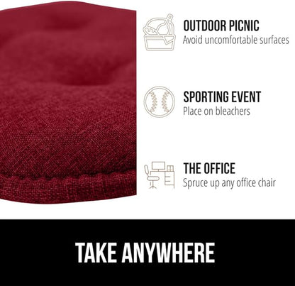 GORILLA GRIP Slip Resistant Tufted Chair Cushions, No Ties Required, Set of 6 Memory Foam Pads for Dining Room Kitchen Table, Office, Rocking Chairs, Plush Seat Cushion Pad, Home Decor, 16x17, Wine