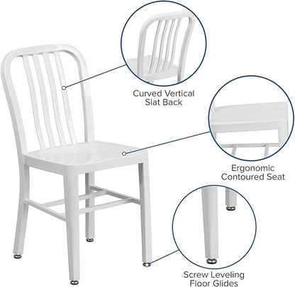 Flash Furniture Gael Commercial Grade 2 Pack White Metal Indoor-Outdoor Chair