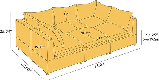 VANOMi Modular Sectional Sofa, 6 Seater Sleeper Sectional Sofa Modular Sectional Couch for Living Room, Sofa Bed-M