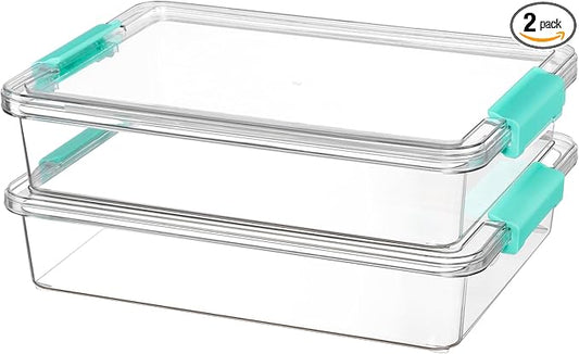 Vtopmart 6 Qt Plastic Storage Bins with Lids, Clear Sensory Bins, Arts Crafts Organizers and Storage, Stackable Containers for Home Office and School Supplies, 2 Pack