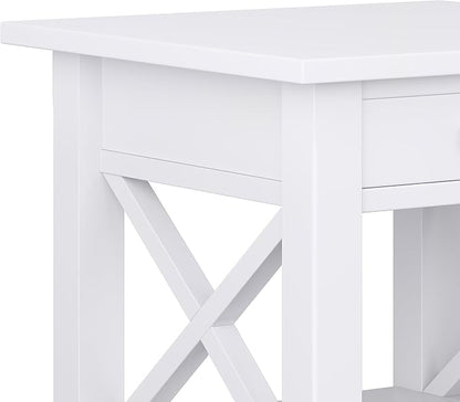 SIMPLIHOME Kitchener SOLID WOOD 21 inch Wide Square Contemporary End Table in White for the Living Room and Bedroom