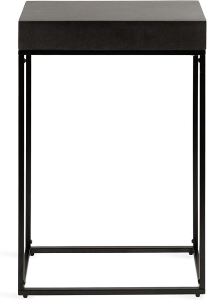 Kate and Laurel Karlsen Modern Wood and Metal Narrow Side Table; 16 x 8 x 24; Black; Minimal Slim End Table for Use as Bedroom Nightstand or Accent Entryway Table