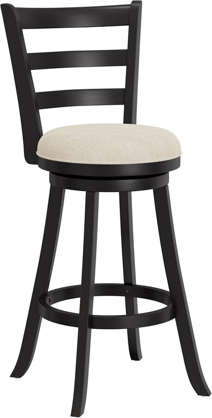 Hillsdale Laymon Modern Wood Swivel Stool with Upholstered Seat, Bar Height, Black