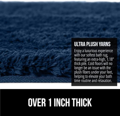 GORILLA GRIP Bathroom Rugs, 30x20, Ultra Soft Absorbent Mat, Thick Plush Bath Rug, Machine Washable, Microfiber Quick Dry, Mats for Shower, Bathtub and Floor, Home Decor Accessories, Navy Blue