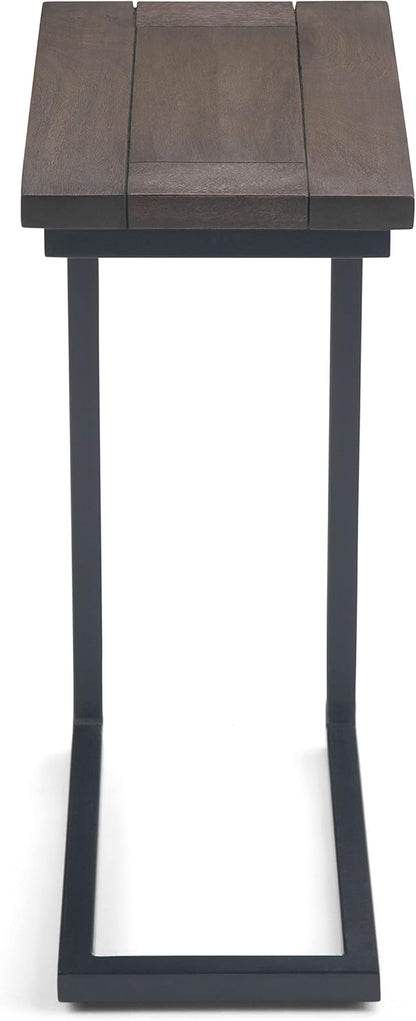 SIMPLIHOME Skyler 18-inch Wide Solid Mango/Metal Industrial C-Shaped End Table in Walnut Brown/Black for Living Room, Office, or Bedroom, Assembled