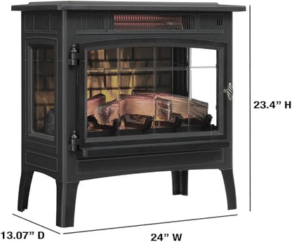 duraflame Freestanding Electric Fireplace Stove Heater with 3D Flame Effect for 1,000 Sq. Ft. Room, Cream