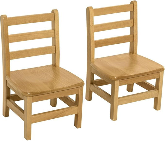 Kids Wooden Chair Set, Fully Assembled Youth Ladderback Wood Chairs for Children, 11" Seat Height for Ages 4-6 (Set of Two)