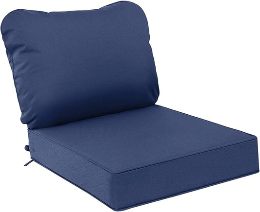 AAAAAcessories Outdoor Deep Seat Cushions, Waterproof, Fade-Resistant Patio Furniture Replacement Cushions, 23.5" x 25.5" x 5" + 23.5" x 19", Navy Blue