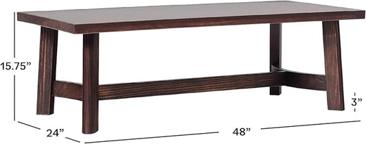 Walker Edison Colt Modern Farmhouse Solid Wood Rectangular Coffee Table, 48 Inch, Espresso