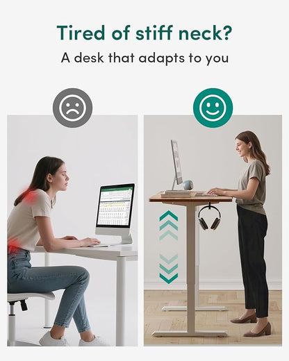 CubiCubi 48 x 24 Inches Electric Standing Desk, Height Adjustable Sit to Stand Desk, Home Office Table with Splice Board, Light Rustic
