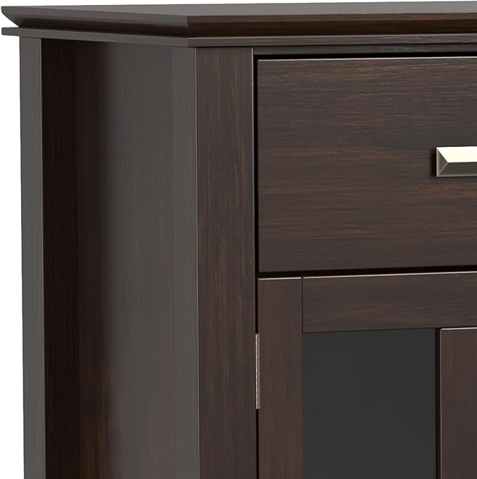 SIMPLIHOME Artisan Buffet - 54 inch Wide Solid Wood 3-Door Sideboard Buffet in Dark Chestnut Brown, Transitional Storage Cabinet for Dining Room or Kitchen with Adjustable Shelves and Bronze Hardware