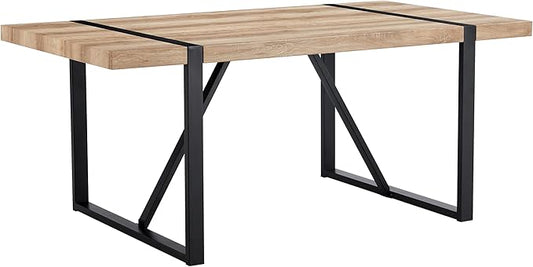 71'' Dining Table for 6-8, Wood Kitchen Table with Metal Legs, Dinner Table for 6-8 for Home Dining Room Living Room