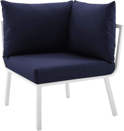 Modway Riverside Outdoor Furniture, 6-Piece Set, White Navy