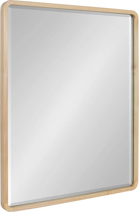 Kate and Laurel McLean Modern Wood Round Rectangle Wall Mirror for Mid-Century Home Décor, 24x30, Natural