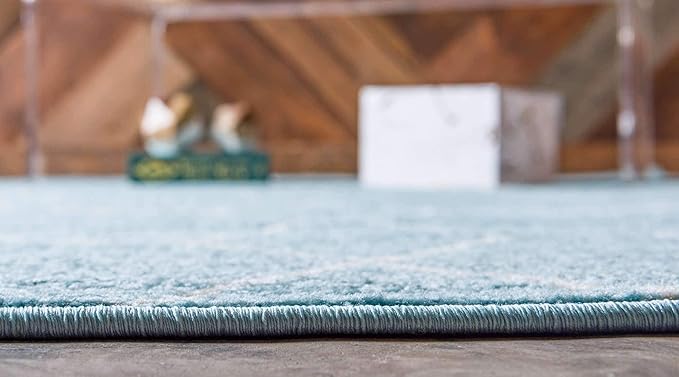 Unique Loom Trellis Frieze Collection Area Rug - Geometric (6' 1" x 9', Light Blue/ Ivory)