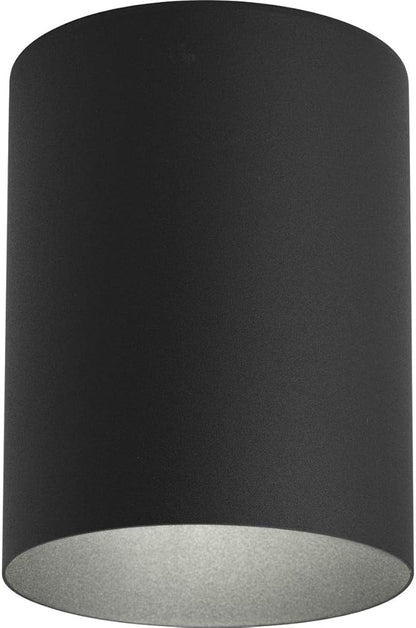 Progress Lighting 5-Inch Cylinder Outdoor Ceiling Light, 1-Light Modern Flush Mount Ceiling Light Fixture, Interior and Exterior Lighting for Home or Porch, Aluminum Construction, Black (P5774-31)