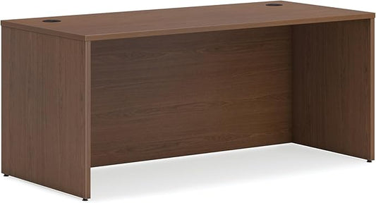 HON MOD Executive Desk 66-Inch Large Computer Desk Shell, Thick Wooden Laminate, Modern Table with Cord Management, 66" W x 30" D x 29" H, Walnut