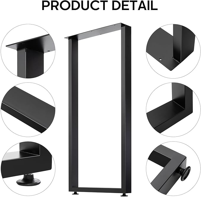 40 Inch Bar Table Legs for Desk, Dining Table with Adjustable Feet Pads,Home DIY Furniture Legs，Black Set of 2.