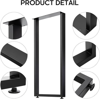 40 Inch Bar Table Legs for Desk, Dining Table with Adjustable Feet Pads,Home DIY Furniture Legs，Black Set of 2.