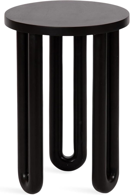 Kate and Laurel Kenzo Modern Wooden Round Side Table; 14 x 14 x 20; Black; Transitional Wood End Table for Use as Bedroom Nightstand or Living Room Accent Table