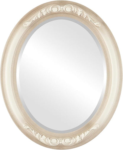 OVALCREST Oval Beveled Wall Mirror for Home Decor - Florence Style - Taupe - 34" x 28"