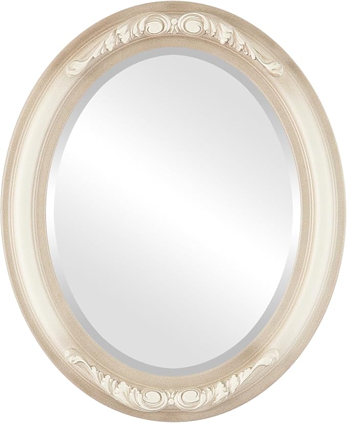OVALCREST Oval Beveled Wall Mirror for Home Decor - Florence Style - Taupe - 34" x 24"
