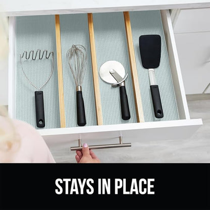 GORILLA GRIP powerGRIP Drawer Shelf and Cabinet Liner, Thick Strong Hold, Non-Adhesive Liners Protect Kitchen Cabinets and Cupboard, Bathroom Drawers, Easy Install, Breathable Mat, 17.5" x30' Spa Blue