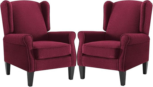 Accent Chair for Living Room Set of 2, High Back Reading Armchairs with Removable Seat Cushion, Mid-Century Single Couch in Fabric, Modern Ergonomic Wingback Chair for Bedroom,Club, Balcony
