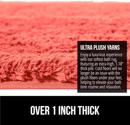 GORILLA GRIP Bathroom Rugs, 36x24, Ultra Soft Absorbent Mat, Thick Plush Bath Rug, Machine Washable, Microfiber Quick Dry, Mats for Shower, Bathtub and Floor, Home Decor Accessories, Coral