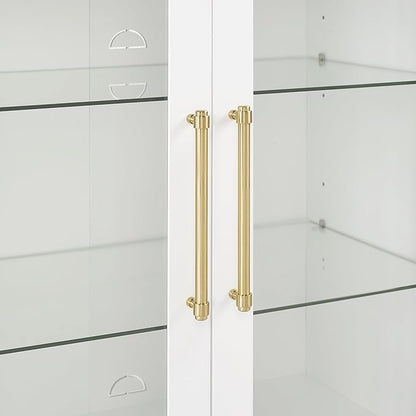 Crosley Furniture Roarke Stackable Glass Door Kitchen Pantry Storage Cabinet, Accent Cabinets for Entryway, White