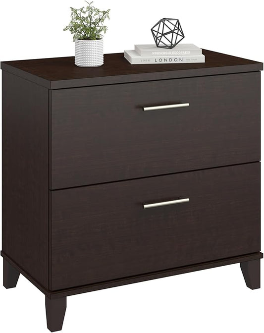 Bush Furniture 2 Drawer Lateral File Cabinet, Letter and Legal-Size Document Storage for Home or Professional Office, Somerset Collection, Mocha Cherry