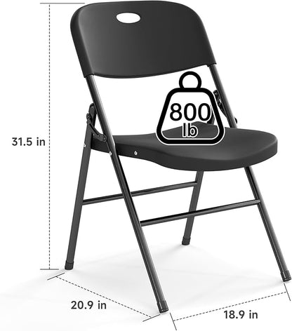 100 Pack Folding Chair, 800 Weight Limit Heavy Duty Plastic Folding Chair Portable Seating for Indoor Outdoor Events, Wedding, Party, Restaurant, Meeting Room Black