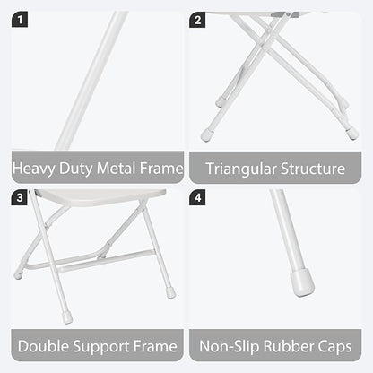 Folding Chairs30 Pack,Heavy Duty White Plastic Stackable Event Chairs for Indoor Outdoor, 350lb Capacity Portable Commercial Banquet Chairs for Wedding, Party, Office