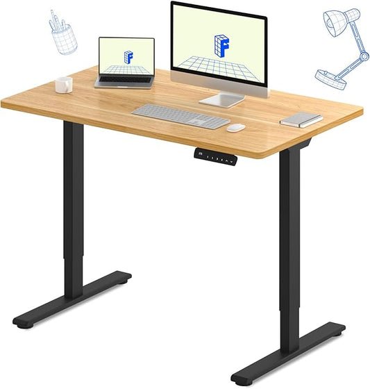 FLEXISPOT E3 Dual Motor Electric Standing Desk 48 x 30 Sit Stand Up Desk, Holds 220 lbs, Adjustable Height w/Memory Presets, One-Piece Maple Desktop & Black Frame, Ships in 2 Boxes