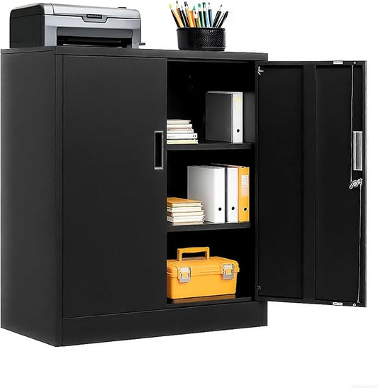Metal Storage Cabinet, 36 Inch Tall Metal Storage Cabinet with Doors and Shelves, Pantry Cabinets for Kitchen Storage, Garage Cabinet for Living, Dining Room, Assemble Required.