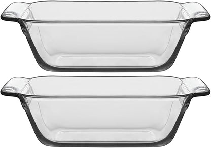 Libbey Baker’s Premium Glass Loaf Baking Dish Set of 2, Stackable Bakeware with GreatGrip Handles, Durable Glass Bread Pans