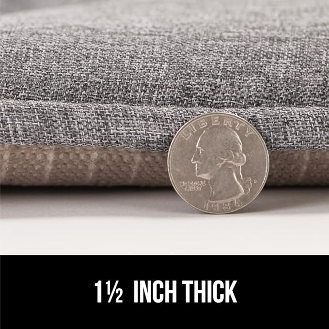 GORILLA GRIP Slip Resistant Tufted Chair Cushions, No Ties Required, Memory Foam Pads for Dining Room Kitchen Table, Office, Rocking Chairs, Plush Seat Cushion Pad, Home Decor, Set of 4, 16x17, Gray