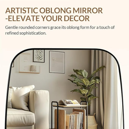 ANDY STAR 32x48 Black Bathroom Mirror, Oblong Vanity Mirror with Stainless Steel Metal Frame, Matte Black Oval Mirror for Over Sink, Modern Anti Rust Wall Mounted