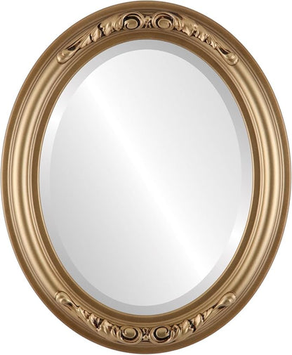 OVALCREST Oval Beveled Wall Mirror for Home Decor - Florence Style - Desert Gold - 32" x 26"