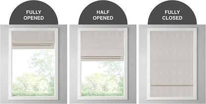 Madison Park Galen Cordless Roman Shade, 27"W x 64"H, Sheen Ivory – Room Darkening, Thermal Insulated, Energy Efficient Window Blind with Subtle Sheen Basketweave Fabric for Privacy