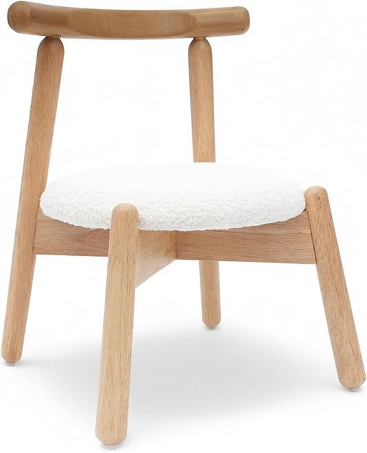 Kid Chair, Shepra Toddler Chairs Comfy Reading Chair for Kids Bedroom, Activity Table Chairs with Solid Wood Legs, Little Kids Furniture Wooden Stool for Children Playroom/Nursery/Gifts, White