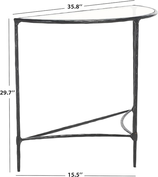 SAFAVIEH Couture Collection Isabellina Black & Clear Glass Half Moon Console Table
