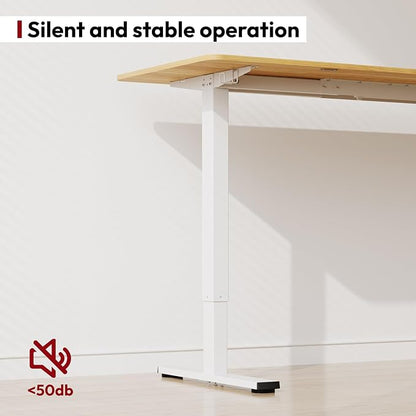 SANODESK Electric Standing Desk 55x24 Inch Height Adjustable Stand Up Desk Home Office Computer Workstation Sit Stand Home Office Desk with Splice Board (White Frame + Maple Top)