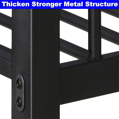 DOONREXS Upgraded Thicken Metal Queen Over Queen Bunk Bed, Heavy Duty Stronger Steel With Ladders and Safety Guard Rail, Easy Assembly